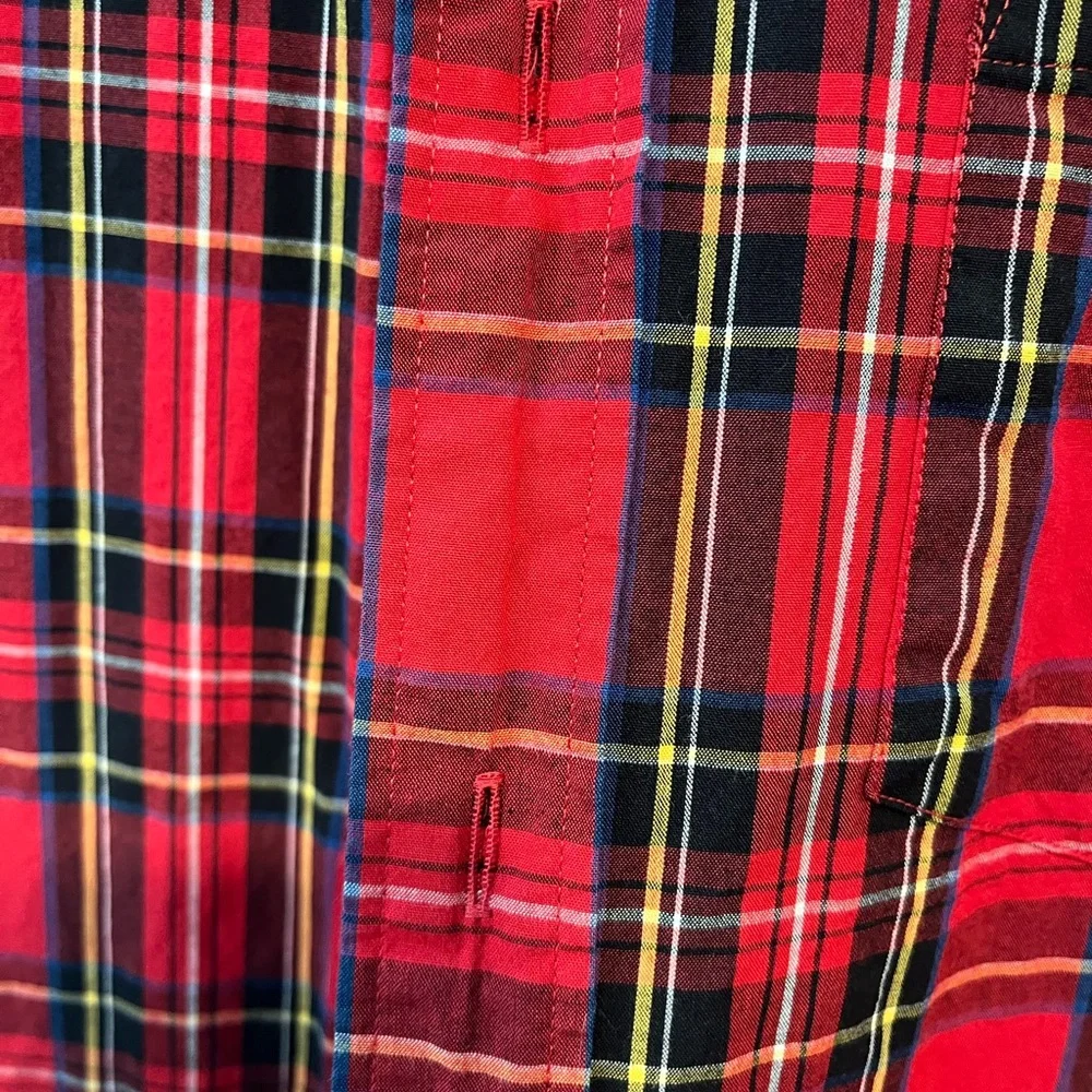Men’s J.Crew size medium holiday Christmas, button-down dress shirt red plaid - Picture 4 of 6